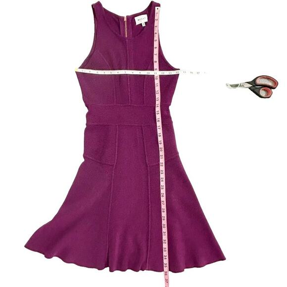 MILLY Plum Fit and Flare Stretch Dress P (XS) - Picture 6 of 11